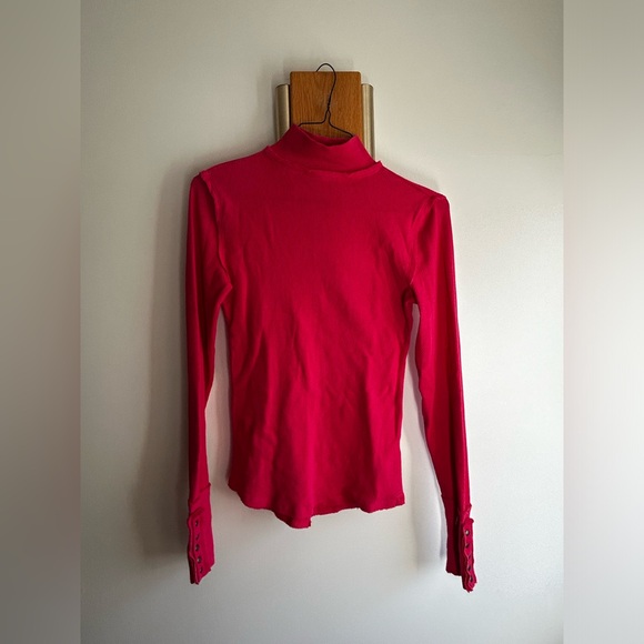 Free People JoJo Long Sleeve Thermal Waffle Knit Top In Hot Pink Size Small - Picture 4 of 16